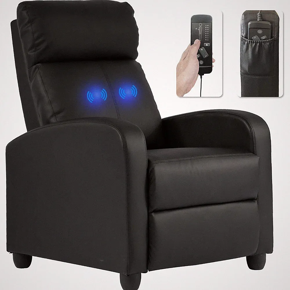 BestMassage | Recliner Chair | with 2 Point Massage Function | Black | with Lumb