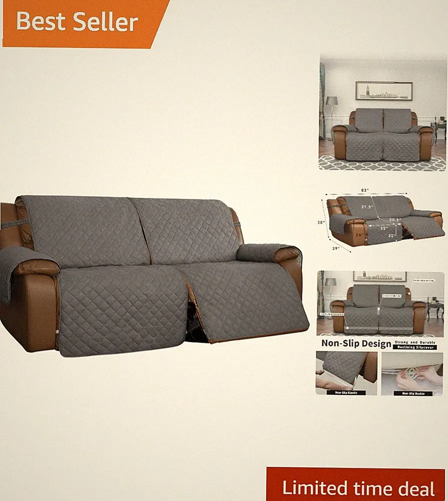 Elegant Oversized Loveseat Recliner Cover - Reversible & Pet-Resistant Design