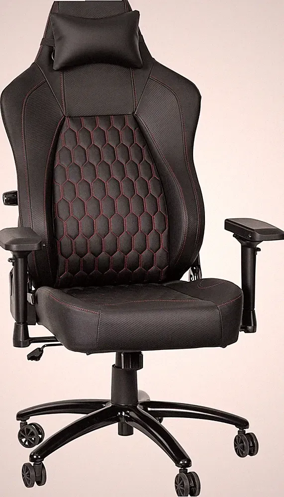Falco Ergonomic Gaming Chair - Adjustable, High Back, 4D Armrests, Red Stitching