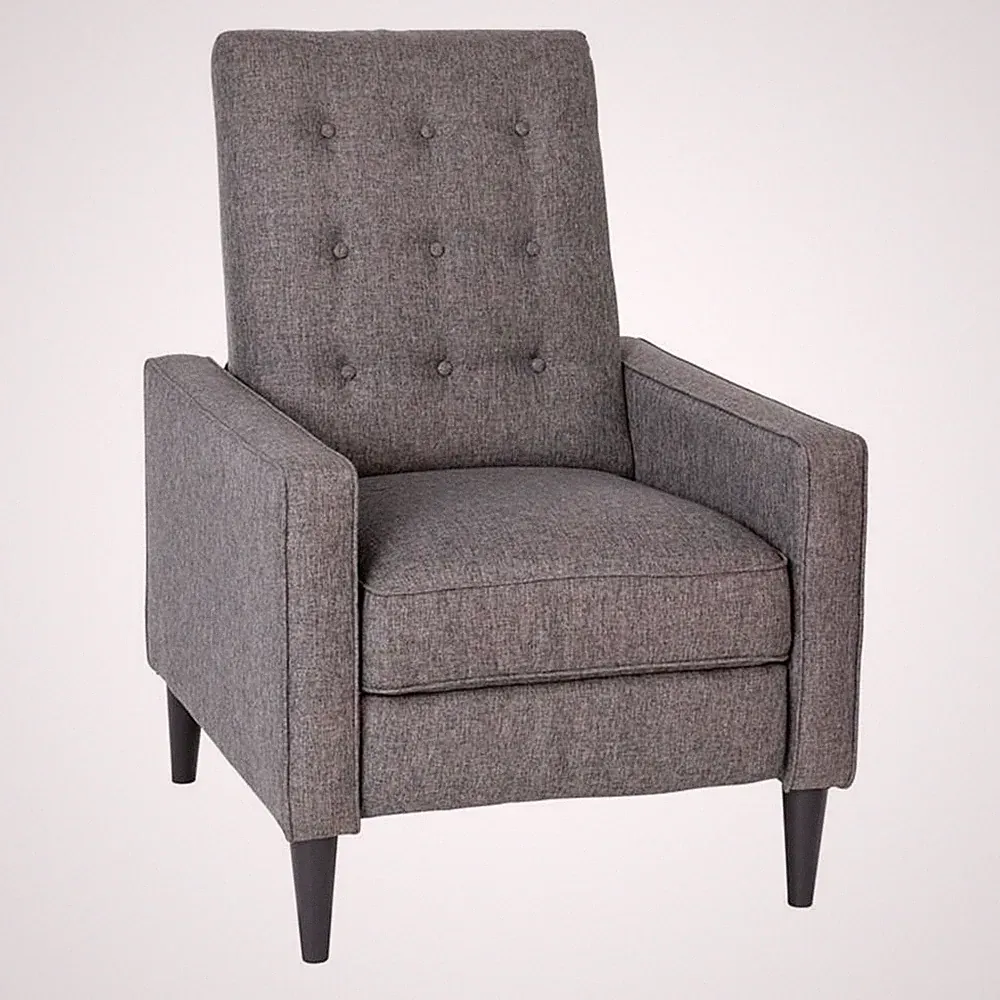 Flash Furniture Upholstery Fabric Pushback Recliner w/Button Tufted Back in Gray