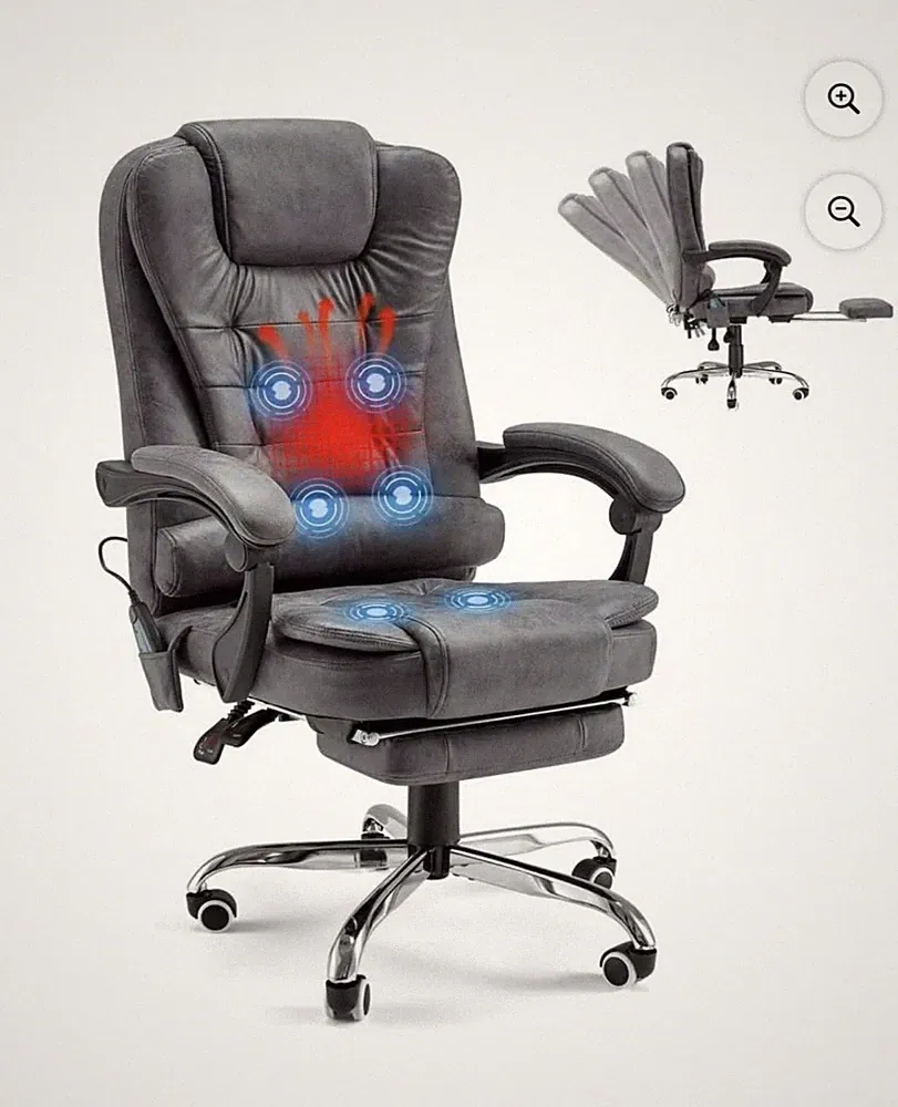 Massage Recliner Office Chair, Heating, Adjustable Height, 7-Point, 350 lbs, Gr...