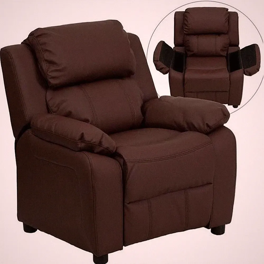 Rosebery Kids Contemporary Kids Recliner in Brown